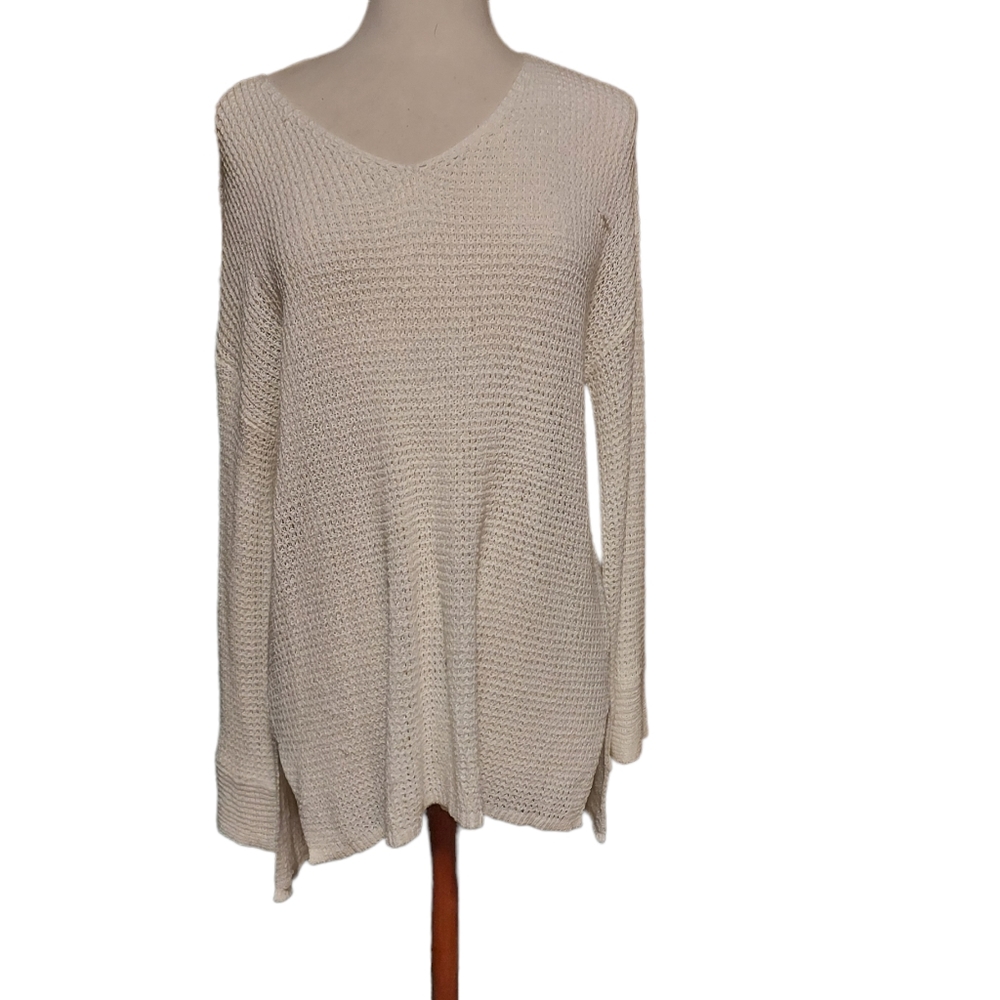 1x Blouse Shirt Top Sweater Knit Ivory White Woman Casual Dressy Cover u…